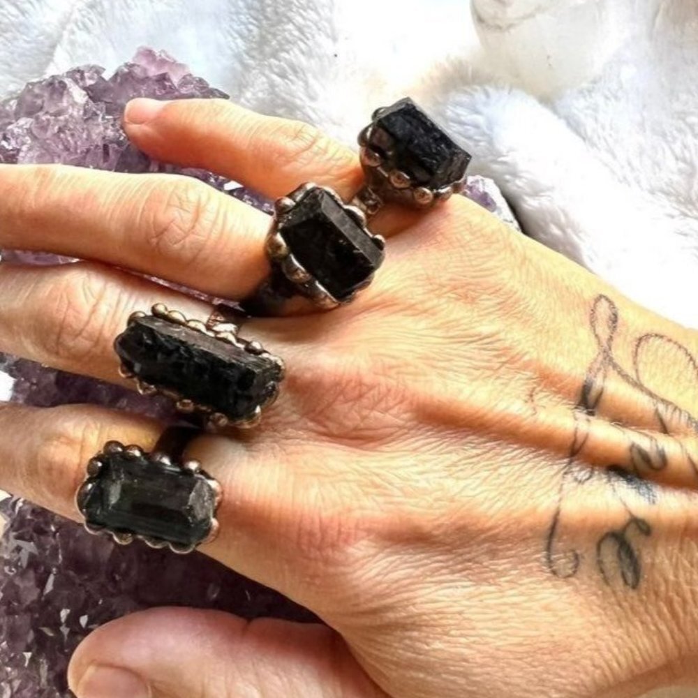 EMF Protection Black Tourmaline Ring
